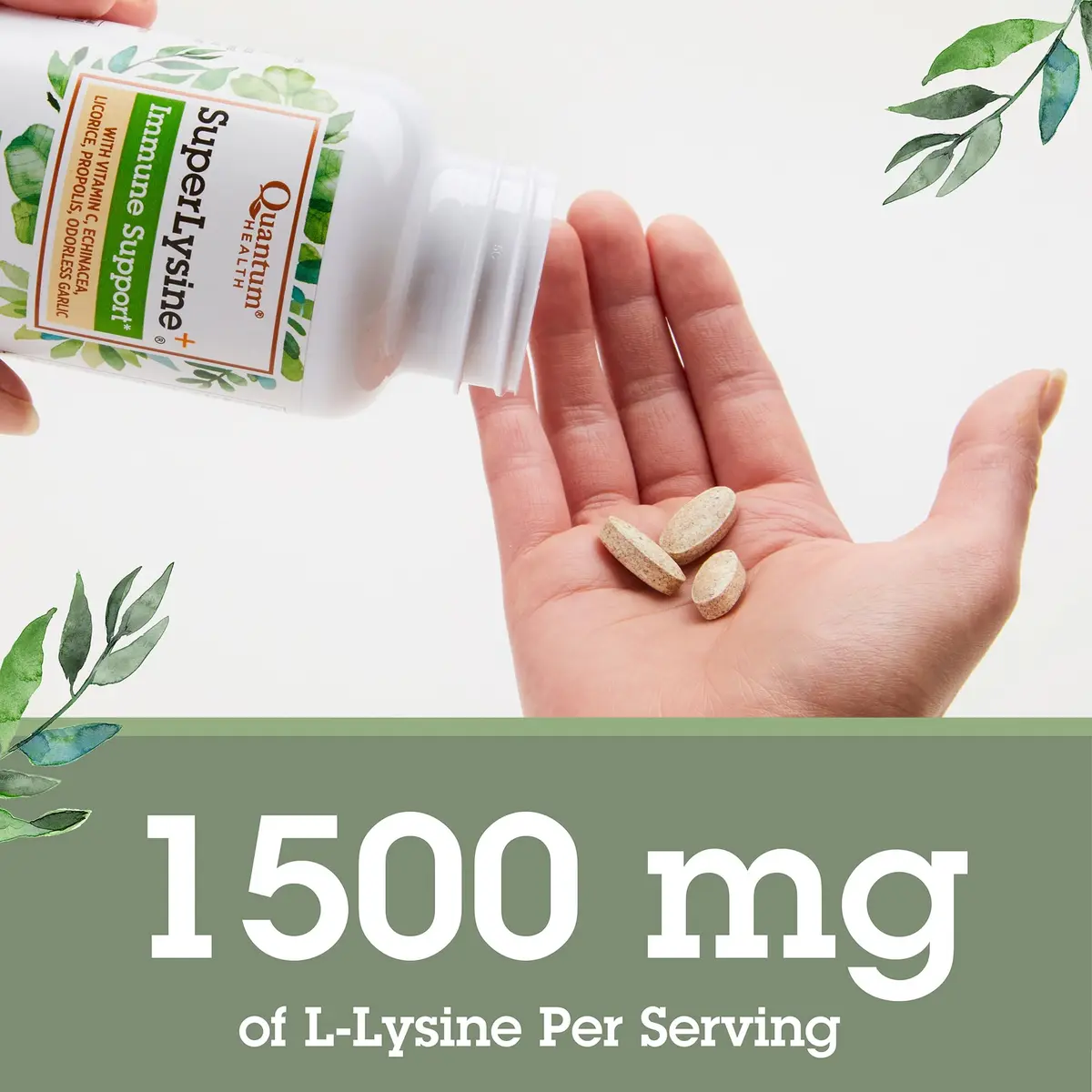 Quantum SuperLysine+ 1500mg L-lysine Immune Support 180 Tablets | Supports Healthy Lips & Immune System - view 3