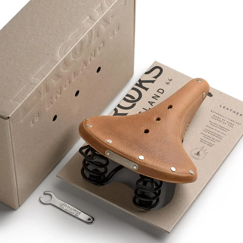 Brooks England B67 Softened Leather Bike Saddle | Handmade with Suspension Springs, Dark Tan, One Size - view 5