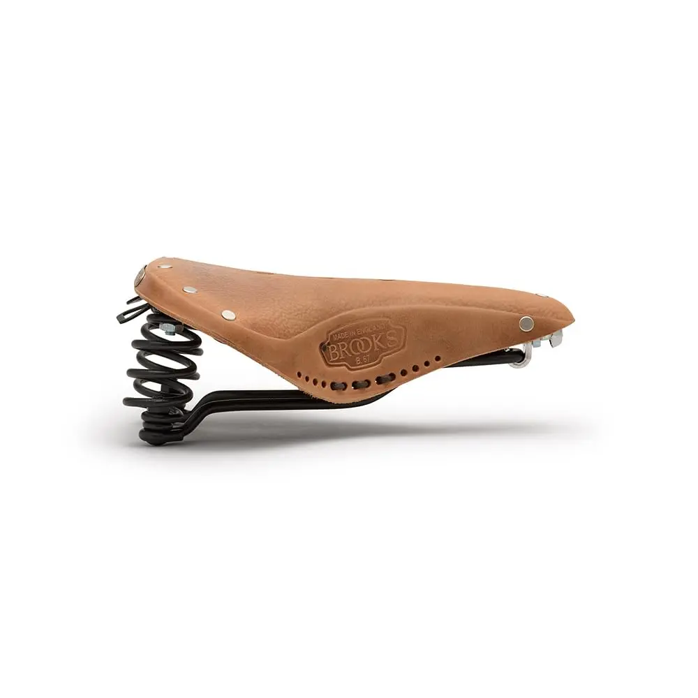 Brooks England B67 Softened Leather Bike Saddle | Handmade with Suspension Springs, Dark Tan, One Size - view 3
