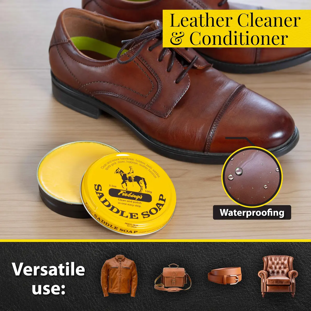 Fiebing's Yellow Saddle Soap 3.5 oz (100 ml) | Cleans, Conditions & Restores Smooth Leather - view 2