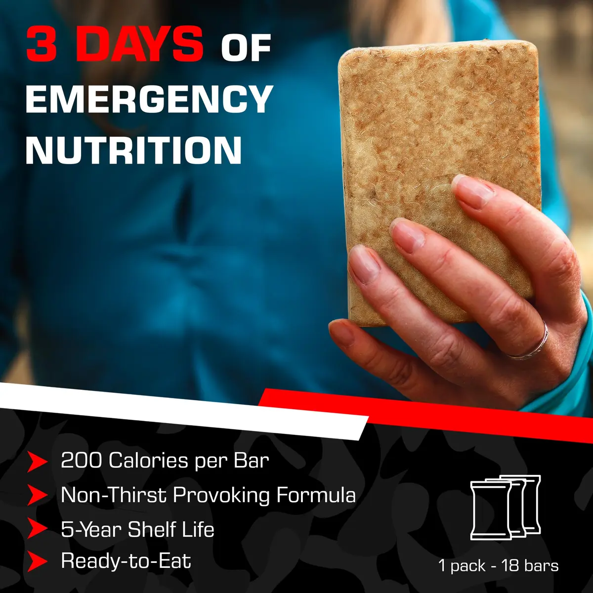 DX3600F Datrex 3600 Emergency Food Bar 18 Pack | 3-Day Coconut Nutrition - view 2