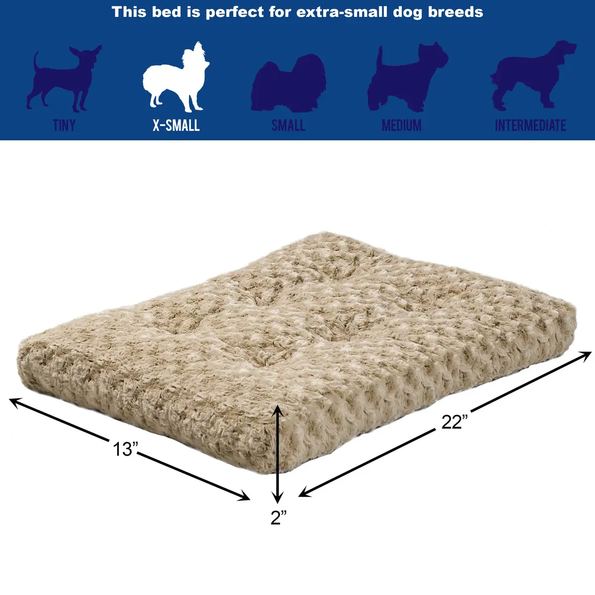MidWest Homes for Pets XS QuietTime Deluxe Mocha Ombré Swirl Plush Pet Bed | Machine Washable, Non-Skid Bottom, Soft Crate Mat for 22-inch Crates - view 2