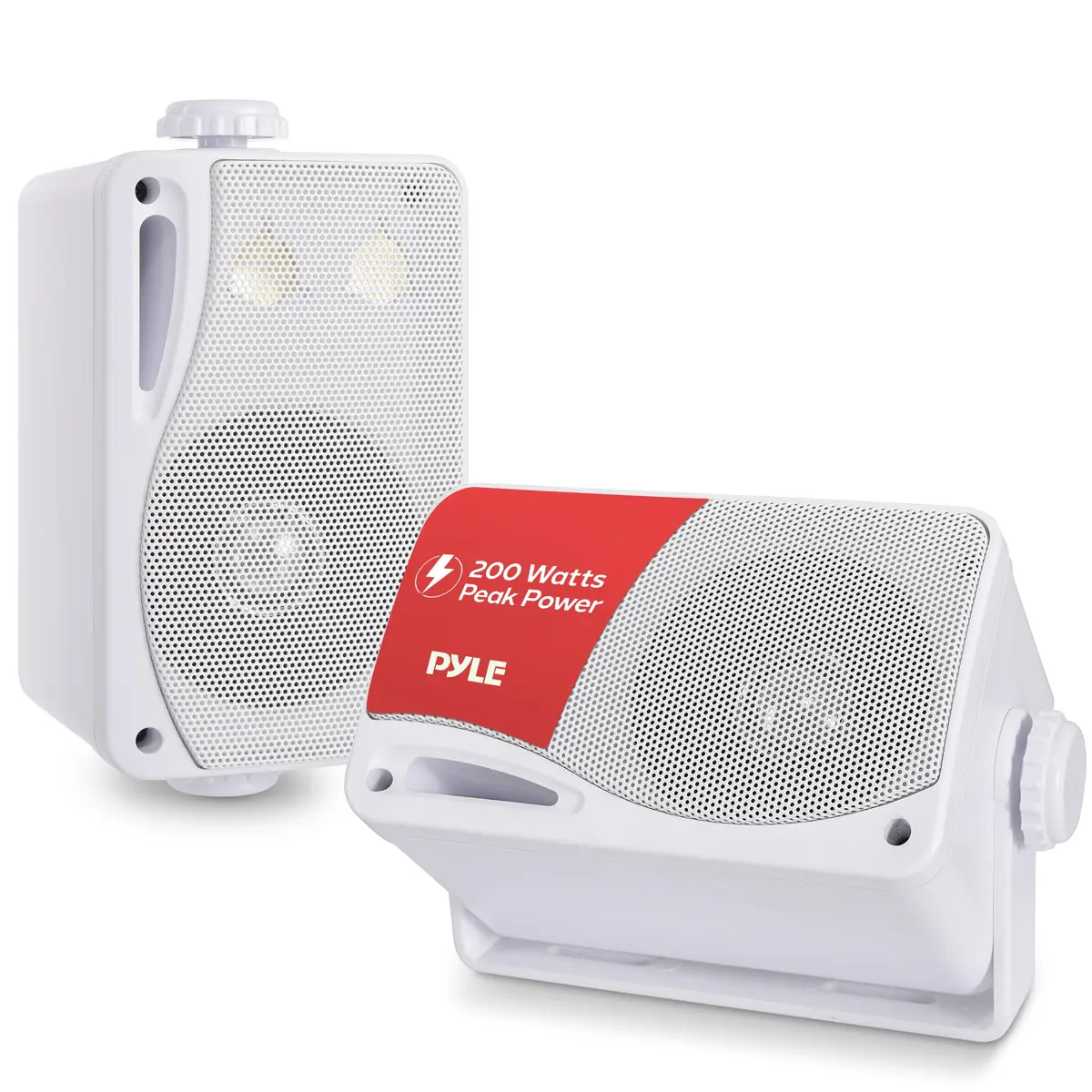 Pyle 3-Way Indoor & Outdoor Box Speaker System - 3.5" 200 Watt Wall Mount Speakers for Home, Patio, Deck, Garage, Poolside, or Studio Use - Dual Set (White) - main product image