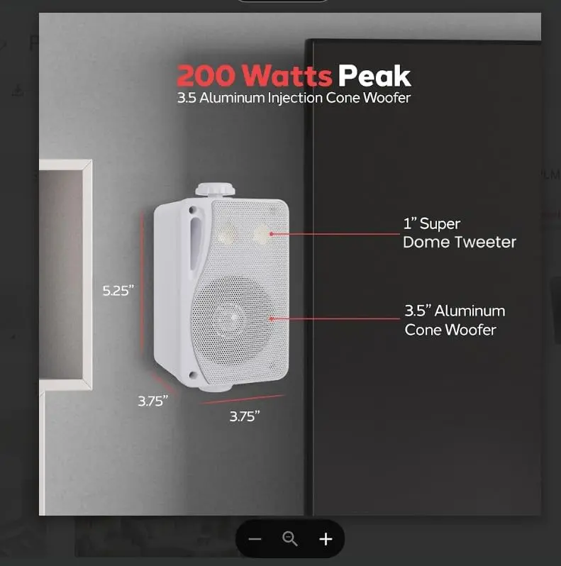 Pyle 3-Way Indoor & Outdoor Box Speaker System - 3.5" 200 Watt Wall Mount Speakers for Home, Patio, Deck, Garage, Poolside, or Studio Use - Dual Set (White) - view 3