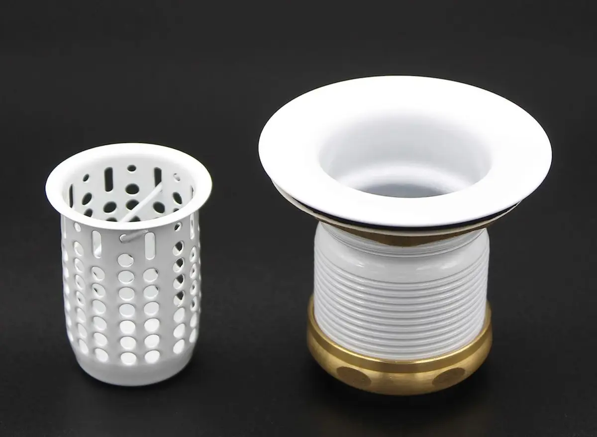 Westbrass Junior Basket Style Bar Sink Strainer White 2.63 in. Assembly Height | Solid Brass Construction - view 5