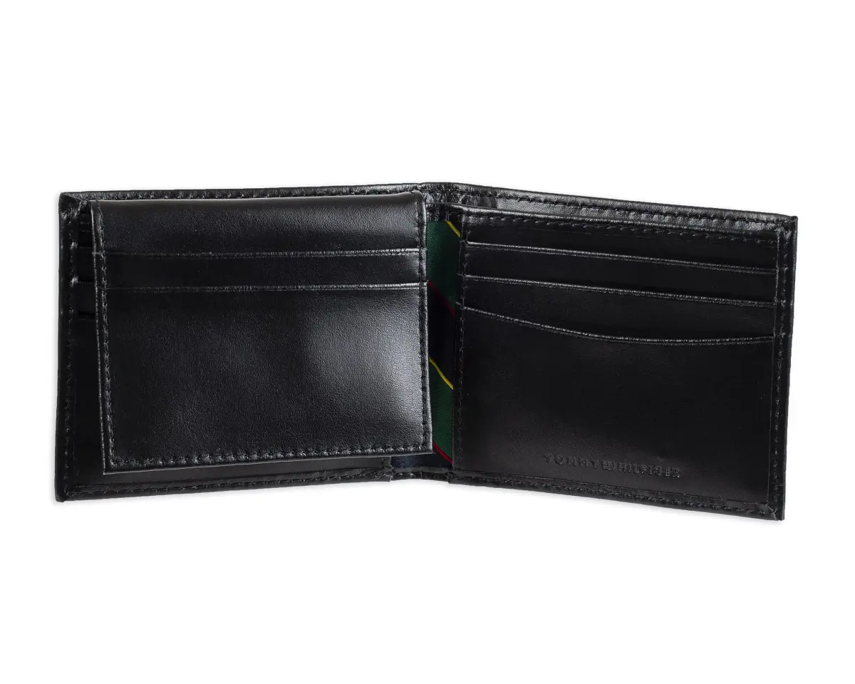 Tommy Hilfiger Slim Leather Passcase Wallet With Removable ID Window Black | 10 Card Slots, 2 Slip Pockets, 2 Money Slots - view 5
