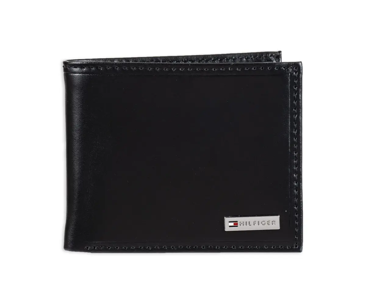 Tommy Hilfiger Slim Leather Passcase Wallet With Removable ID Window Black | 10 Card Slots, 2 Slip Pockets, 2 Money Slots - main product image