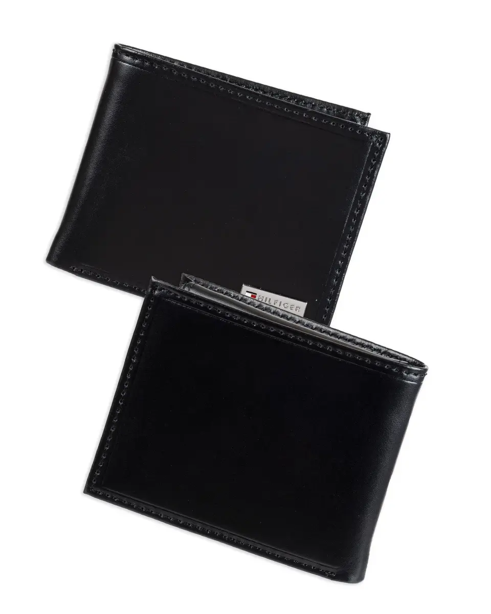 Tommy Hilfiger Slim Leather Passcase Wallet With Removable ID Window Black | 10 Card Slots, 2 Slip Pockets, 2 Money Slots - view 2