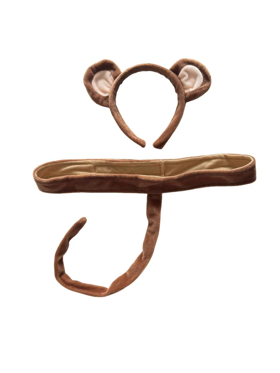 Making Believe Kids Plush Monkey Headband Ears & Tail | Safari Dressup Costume Set for Children 3+ - main product image