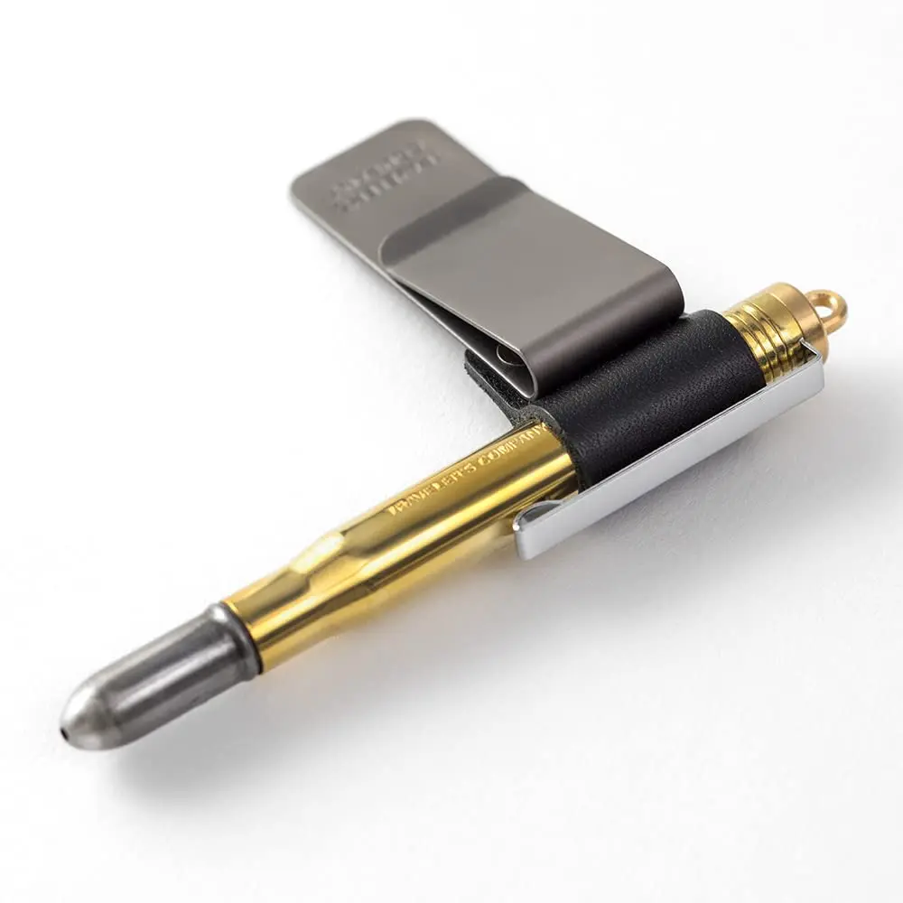 Midori Traveler's Notebook Pen Holder M Black | Clip-On Leather & Metal Design for Pens up to 12mm - view 4
