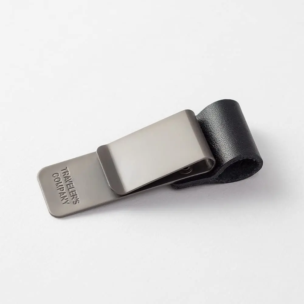 Midori Traveler's Notebook Pen Holder M Black | Clip-On Leather & Metal Design for Pens up to 12mm - view 3