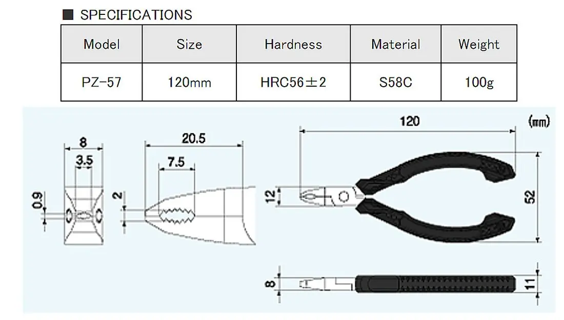 ENGINEER PZ-57 M2 Screw Extractor Pliers, ESD Safe Grip, Made in Japan | Precision Small Screw Remover - view 3