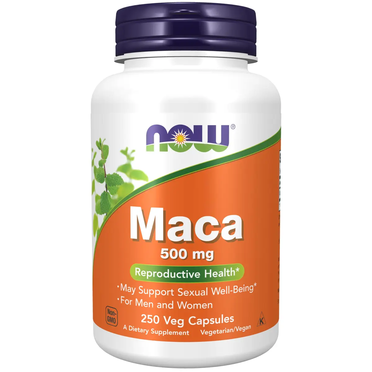 NOW Maca 500 mg Unisex Reproductive Health 250 Veg Caps | Supports Energy & Well-Being - main product image