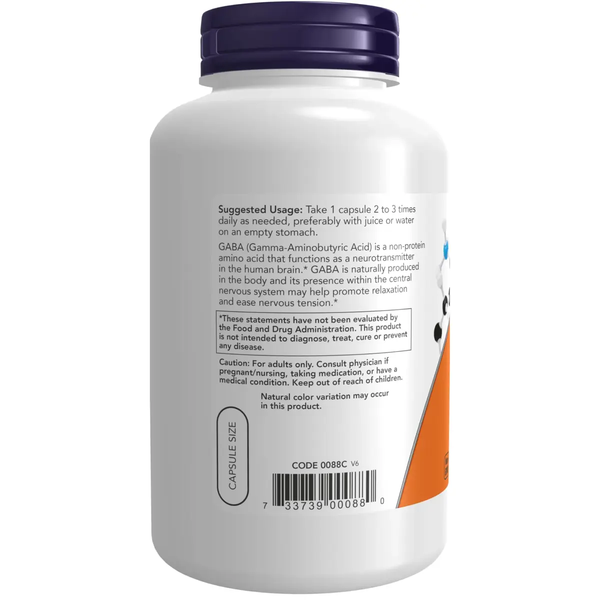 NOW Foods GABA 500 mg Veg Capsules 200 Count | Neurotransmitter Support for Relaxation - view 3