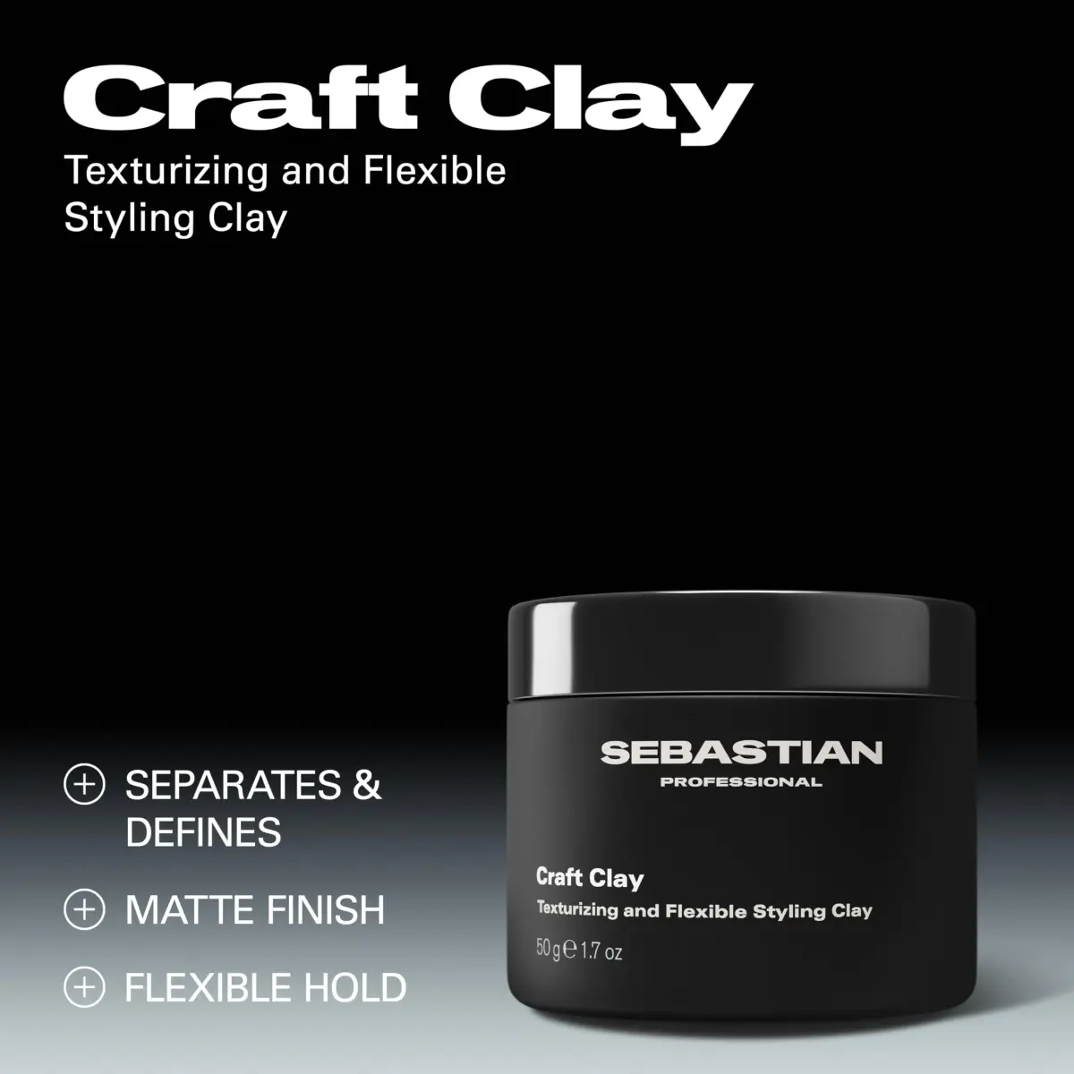 Sebastian Professional Craft Clay Texturizing Styling Clay 50g (1.7 oz) | Matte Finish Flexible Hold - view 3