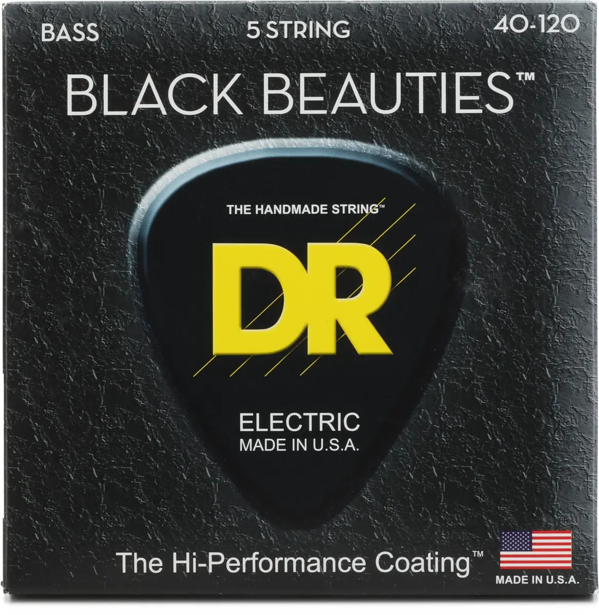 DR Strings BLACK BEAUTIES Coated Steel Bass Strings (40-120) — 5 Strings, Long-Lasting Tone & Bold Style - main product image