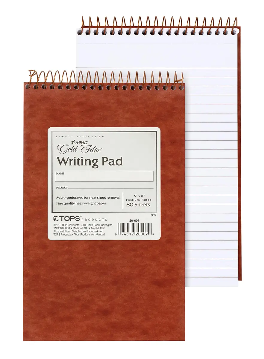 Ampad Gold Fibre Retro Writing Pad 5x8in White Paper | Vintage Design, Heavyweight, 80 Sheets - main product image