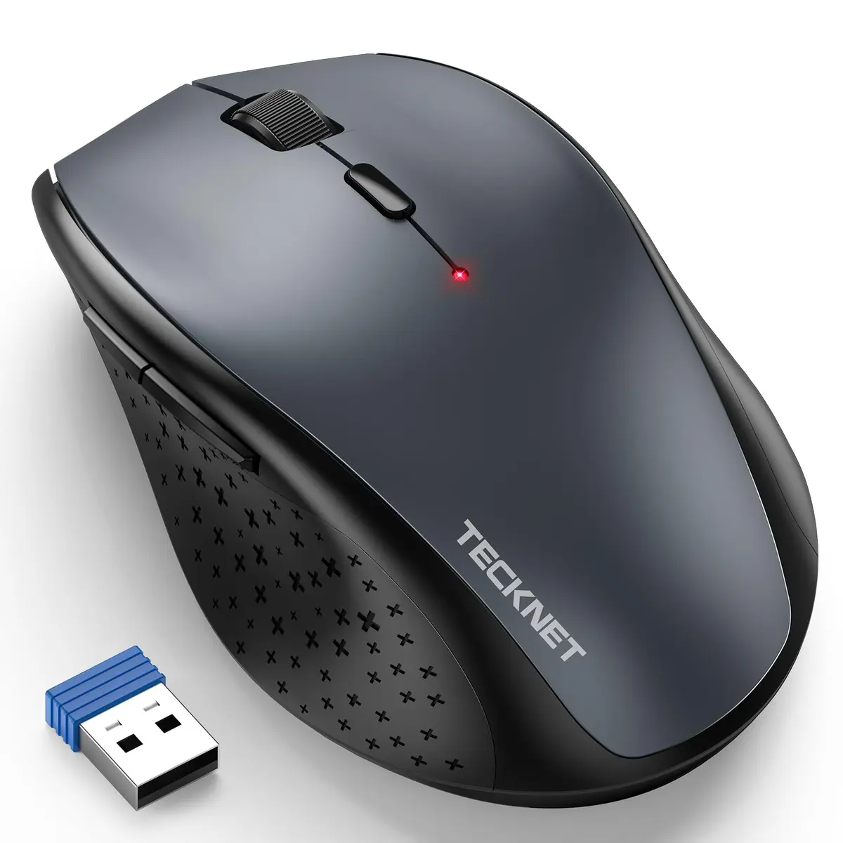 TECKNET Grey 2.4G Wireless Mouse, 4800 DPI Optical Ergonomic Computer Mouse with 6 Buttons & Silent Click | 75g (2.65 oz) - main product image