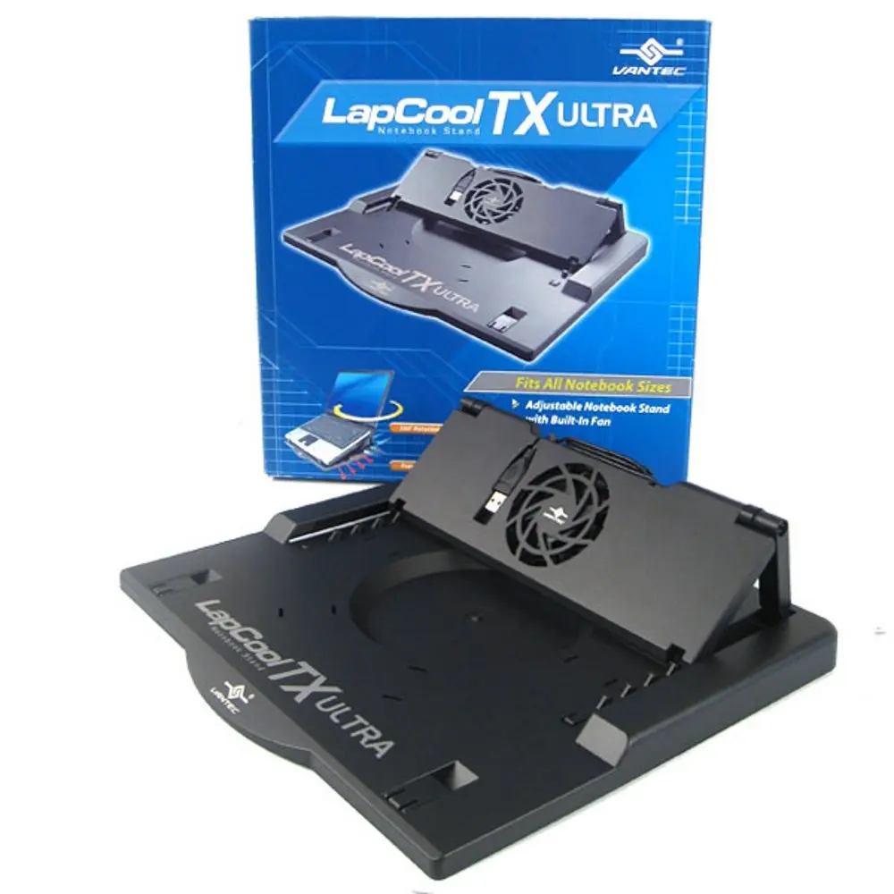 Vantec LapCool TX LPC-460TX Adjustable Notebook Stand with Built-in Fan (Black) | Silent Cooling & 17-inch Support - main product image