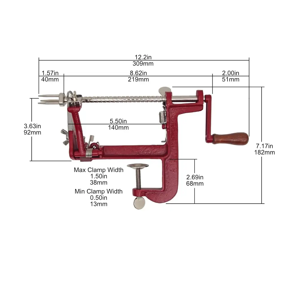 Johnny Apple Peeler Heavy Duty Cast Iron Apple Peeler with Stainless Steel Blades & Clamp Base | Peel, Slice & Core - view 2