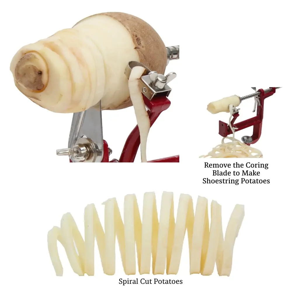 Johnny Apple Peeler Heavy Duty Cast Iron Apple Peeler with Stainless Steel Blades & Clamp Base | Peel, Slice & Core - view 4