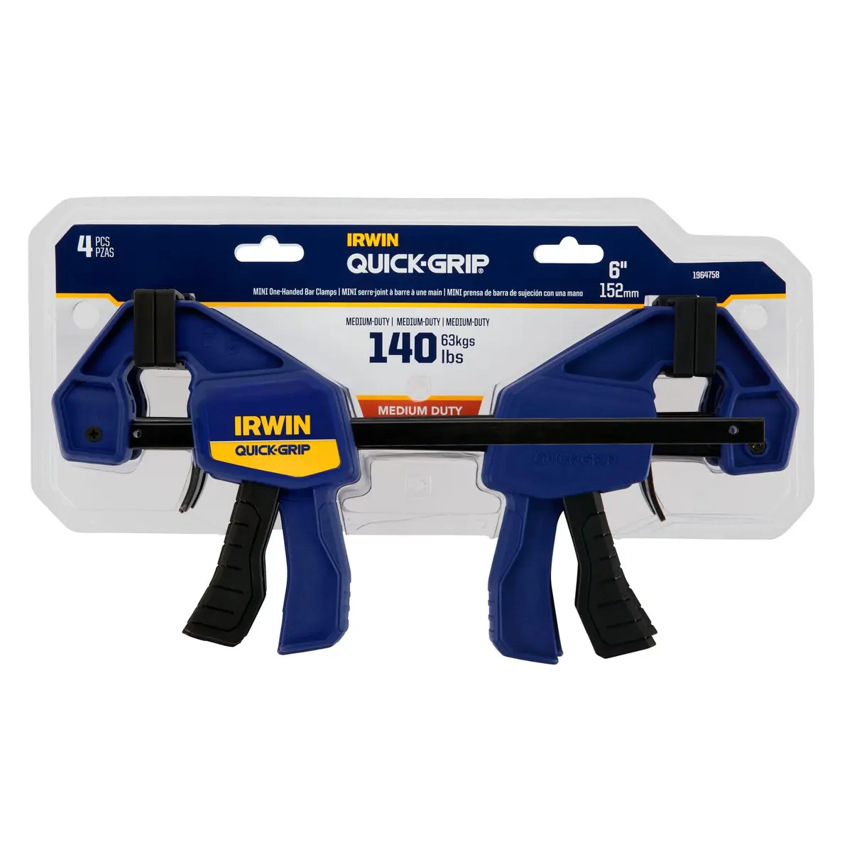 IRWIN Quick-Grip 1964758 One-Handed Mini Bar Clamp 4 Pack, 6 inch (15.24 cm) | Secure Woodworking Hold - view 7