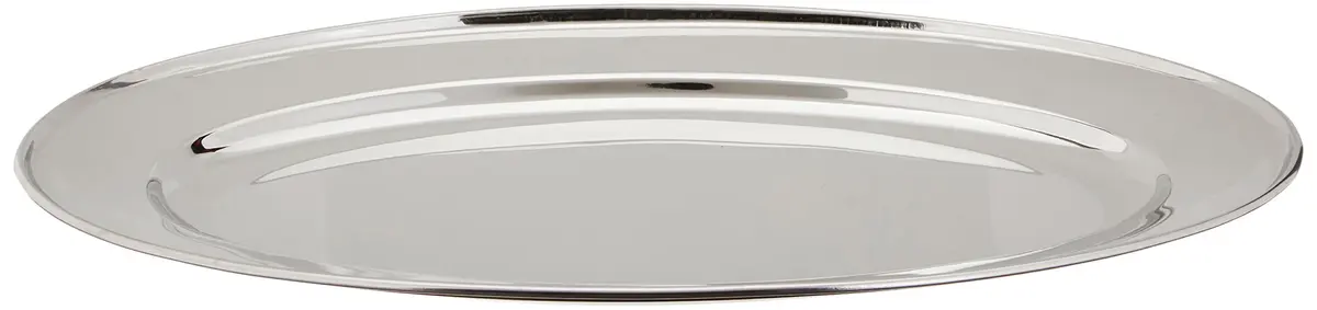 Winco 16" x 10 1/4" Oval Stainless Steel Platter | Durable & Elegant Serving Dish - main product image