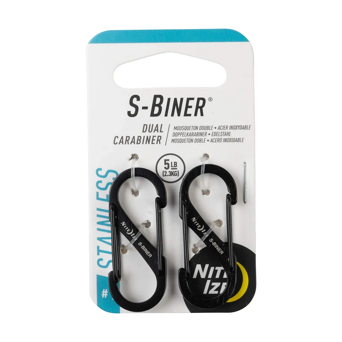 Nite Ize S-Biner Dual Carabiner Stainless Steel Size 1 Black 2-Pack | Secure Dual Gate Clip for Keys & Gear - main product image