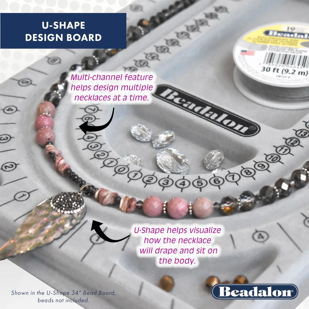 Beadalon 20-inch Straight Bead Board with Storage Bins | Jewelry Making & Bracelet Design Tool - view 3