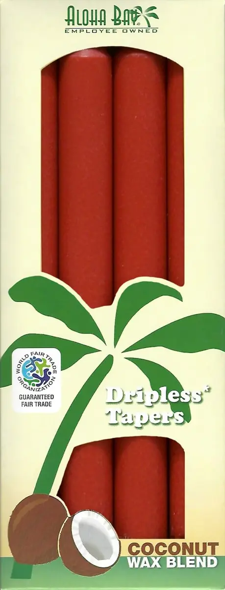 Aloha Bay Coconut Taper Candle 4-Pack | Dripless, Unscented | 9 Inch, 9 Hours - main product image