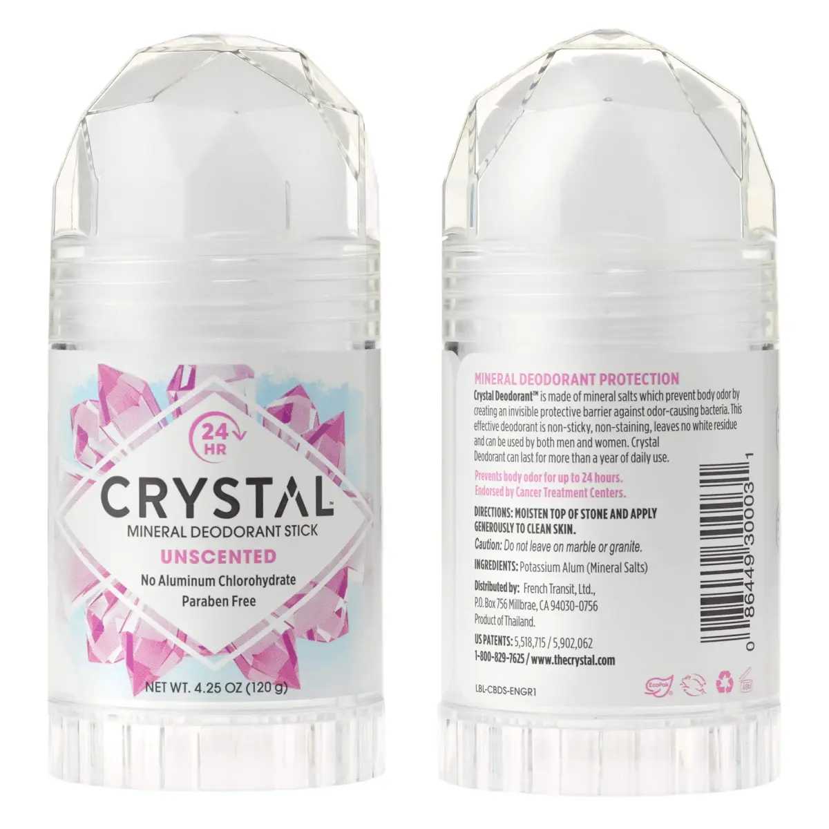 Crystal Essence Mineral Deodorant Stick - Unscented Body Deodorant 16.75ml (0.5 Fl Oz) | 24-Hour Odor Protection - main product image