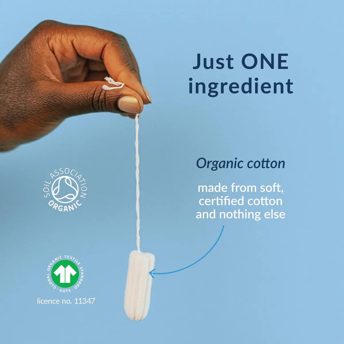 natracare Organic Tampons 20 Count | All Cotton, Unscented, Non-Applicator (70-120 chars) - view 2