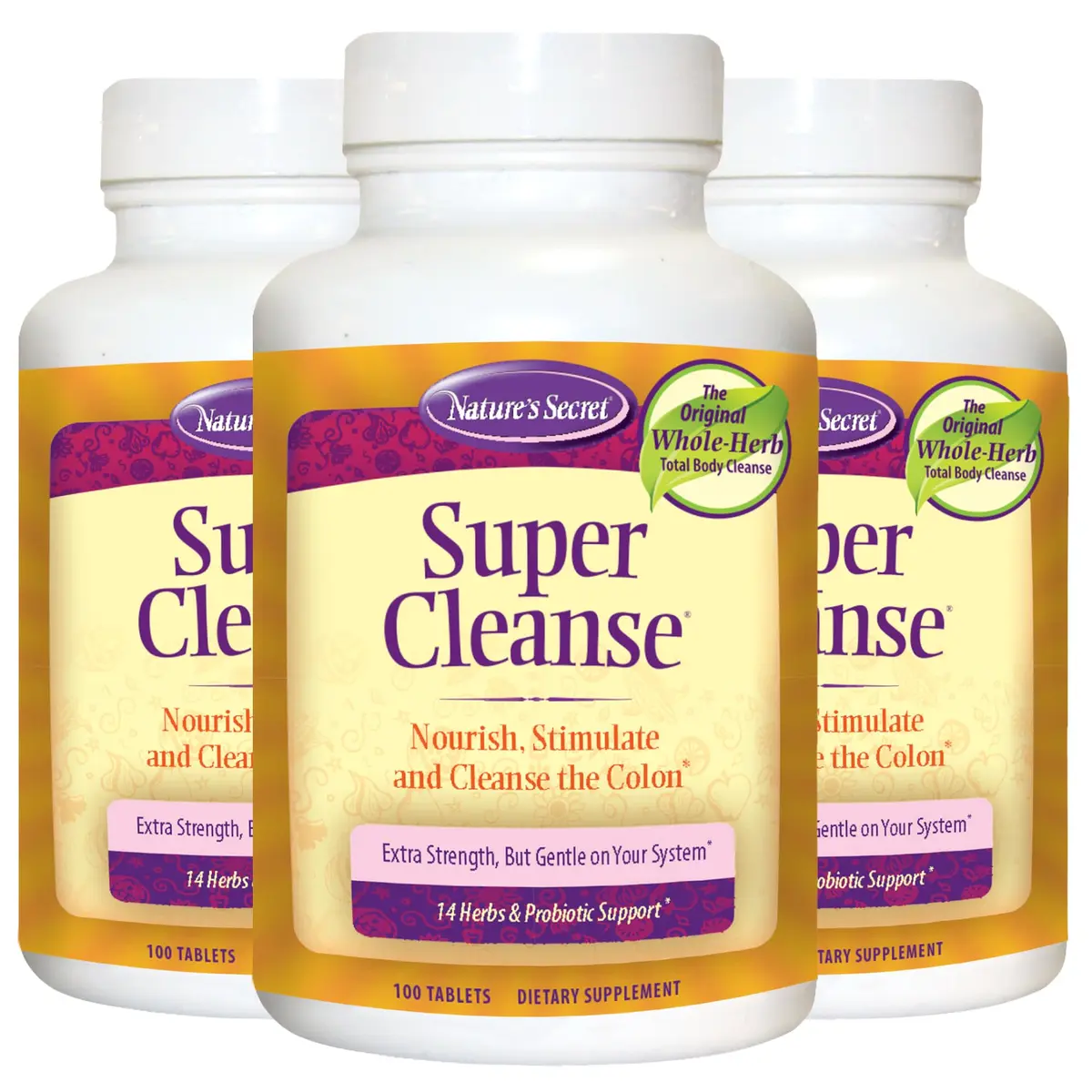 Nature's Secret Super Cleanse Herbal Colon Cleanse & Gut Health 300 Tablets | 14 Herbs + Probiotic Support for Digestive Wellness - main product image