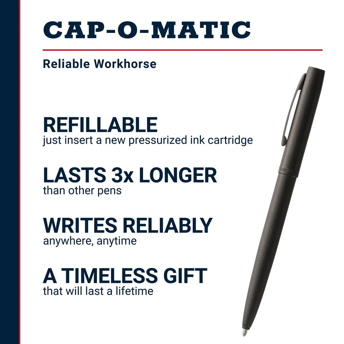 Fisher Space Pen Military Cap-O-Matic Pen, Black Ink, Gift Box | Writes Upside Down & in Extreme Temperatures - view 2