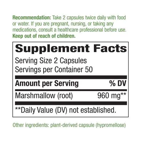 Nature's Way Marshmallow Root 480 mg 100 Capsules (200 Count Total) | Herbal Supplement for Digestive & Urinary Support - view 8