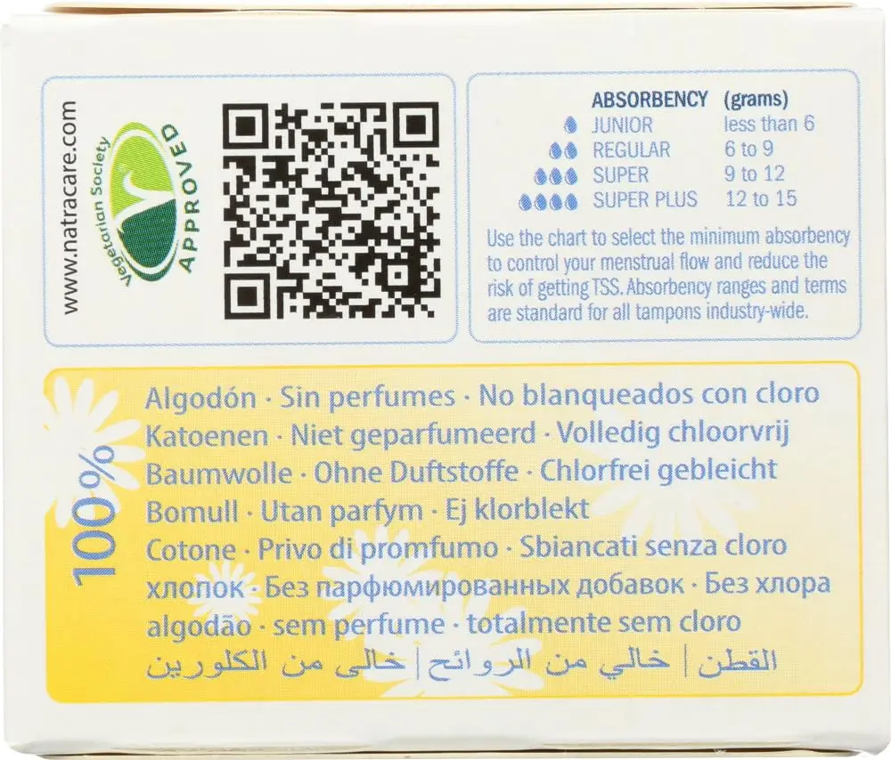 natracare Tampons Super 10 ct | Cotton, No Color, Hypoallergenic for Women - view 3