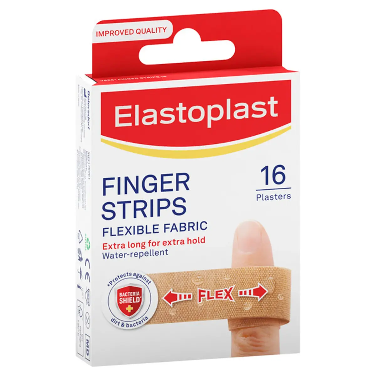 Elastoplast Extra Flexible Finger Strip Plasters 16 Count (Pack of 1) | Extra Durable & Breathable Fabric for Finger Wounds - view 2