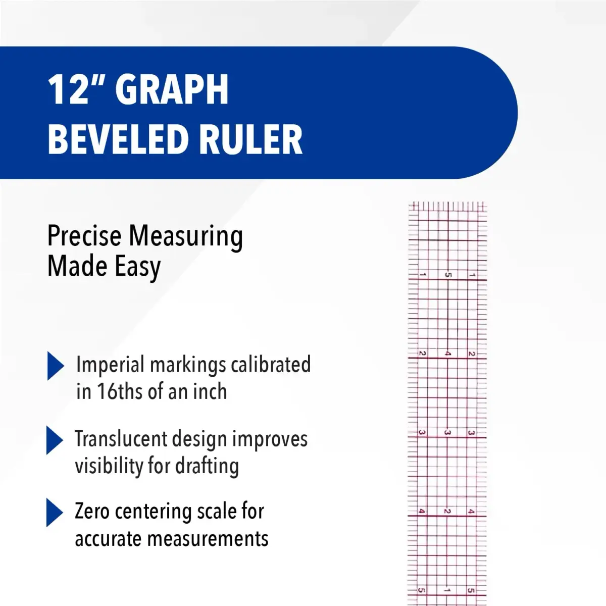 Westcott 12-Inch Beveled Transparent Ruler (B-60) 30.48 cm (12 in) | Accurate Drafting Tool - view 2
