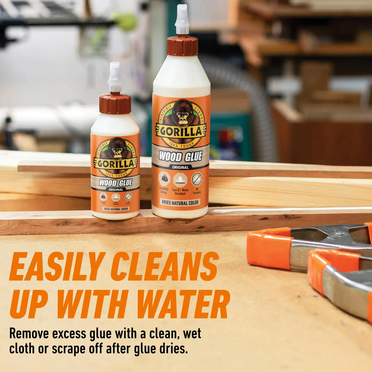 Gorilla Wood Glue, Fast Clamp, Water Resistant PVA, 236.6ml (8 fl oz) | Bonds Wood for Indoor & Outdoor Projects - view 7