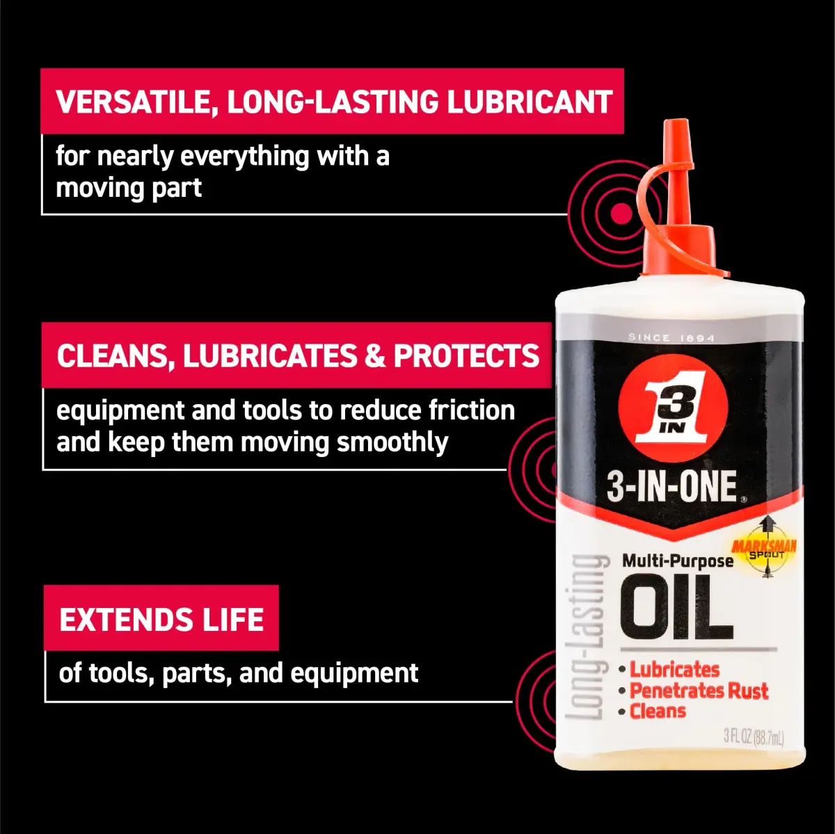 3-IN-ONE Multi-Purpose Oil 8 OZ (236 ml) | Lubricates, Cleans, Protects Against Rust - view 3