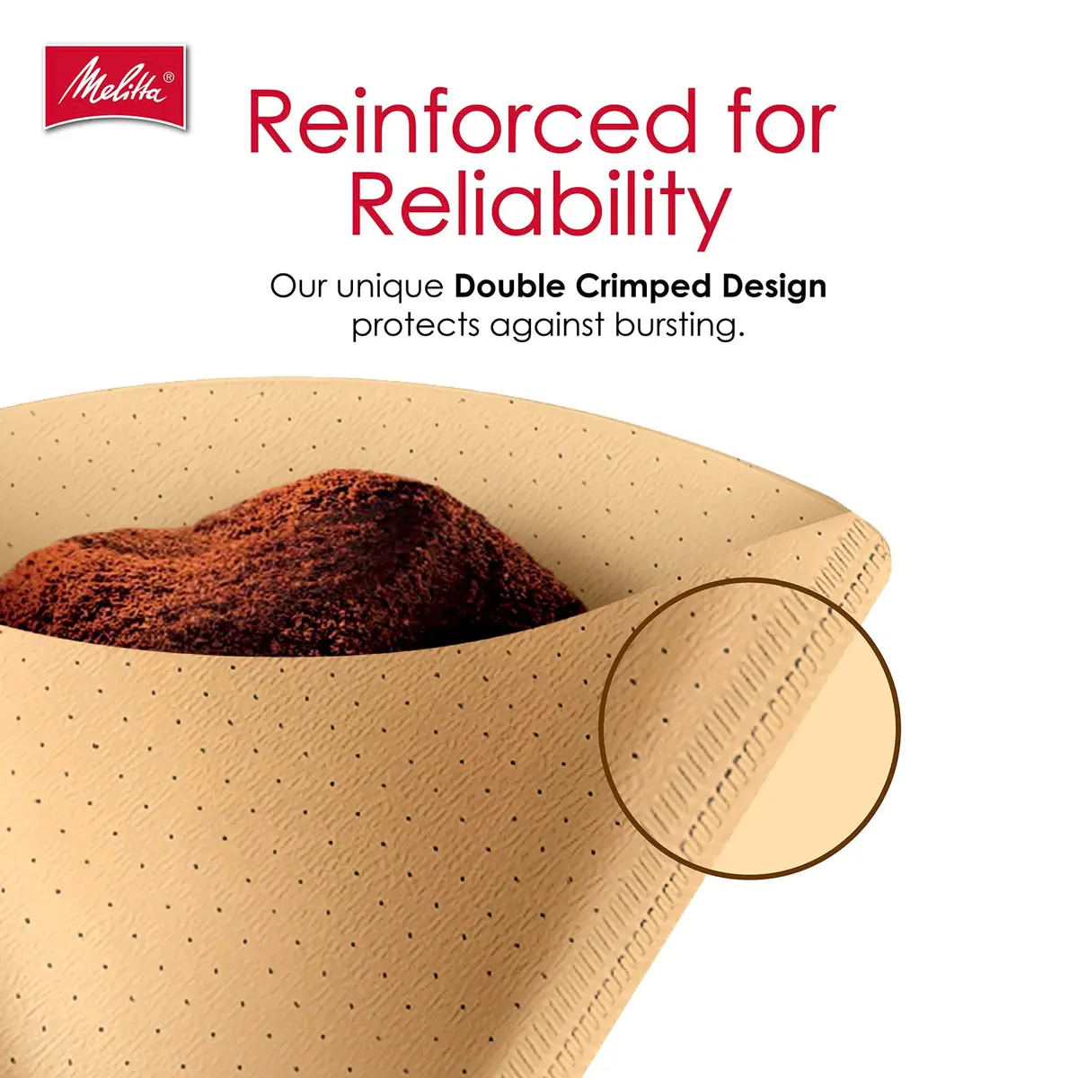 Melitta #4 Unbleached Coffee Filters, Natural Brown Cone Filters, 100 Count (Pack of 6) | Flavor-Enhancing Microfine Perforations - view 6