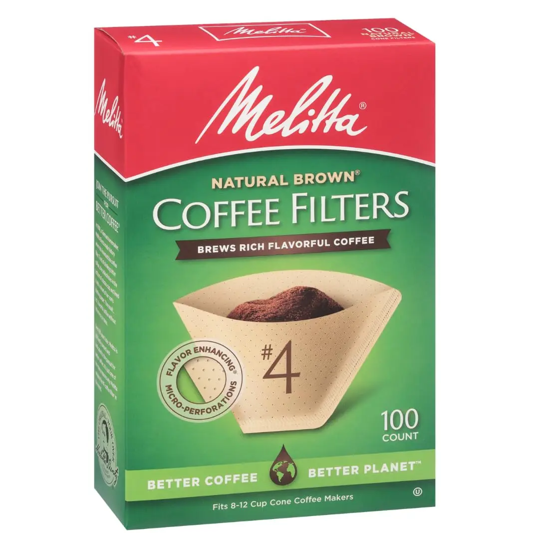 Melitta #4 Unbleached Coffee Filters, Natural Brown Cone Filters, 100 Count (Pack of 6) | Flavor-Enhancing Microfine Perforations - view 2