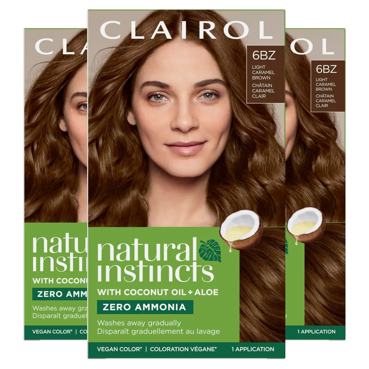 Clairol Natural Instincts Demi-Permanent Hair Dye 6BZ Light Caramel Brown 525ml (17.55 Fl Oz) | Ammonia-Free Vegan Hair Color - main product image