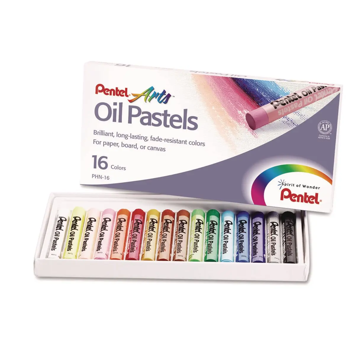 Pentel Arts Oil Pastels, 16 Color Set, Assorted Colors | Vibrant & Blendable Art Medium - main product image