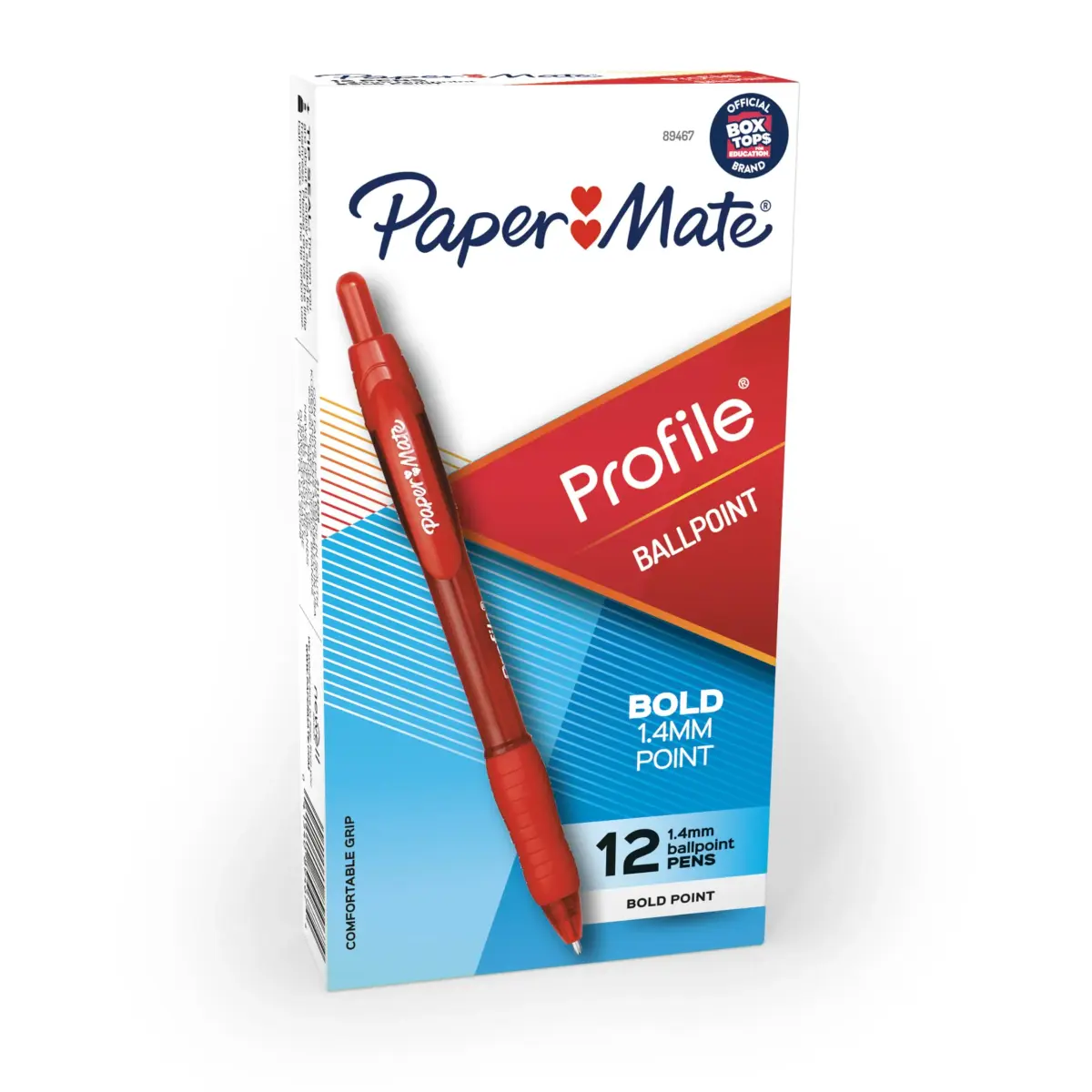 Paper Mate Profile Retractable Ballpoint Pens, Bold Point 1.4mm Red Ink, 12 Count | Smooth Ink Flow - main product image