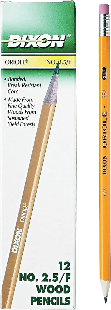 Dixon Oriole Woodcase Pencil #2.5/F Medium Fine, Yellow Barrel 12-Pack (12875) | Smooth Ink Flow Writing Instrument - view 3