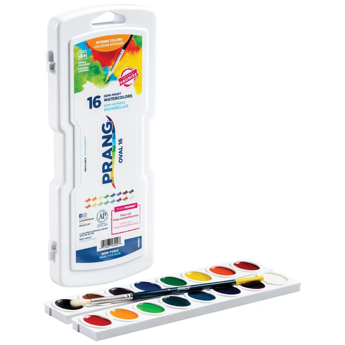 Prang Watercolor Paint Set, 16 Colors | Bright, Non-Toxic, Refillable Oval Pan, 1 Count - view 4