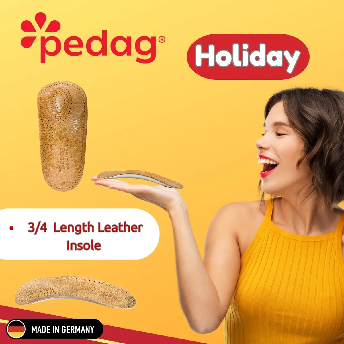 pedag Holiday Thin Orthotic Insoles Arch Support Inserts Tan Women US 8 / Men 5 | Supports Plantar Fasciitis & Overpronation - view 2