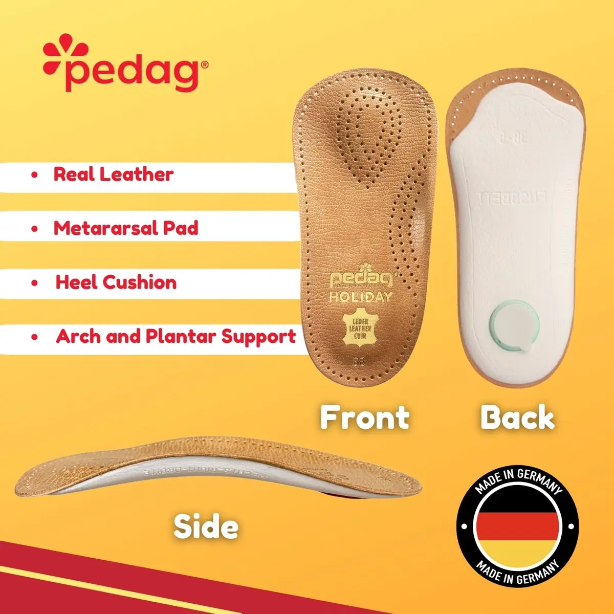 pedag Holiday Thin Orthotic Insoles Arch Support Inserts Tan Women US 8 / Men 5 | Supports Plantar Fasciitis & Overpronation - view 3