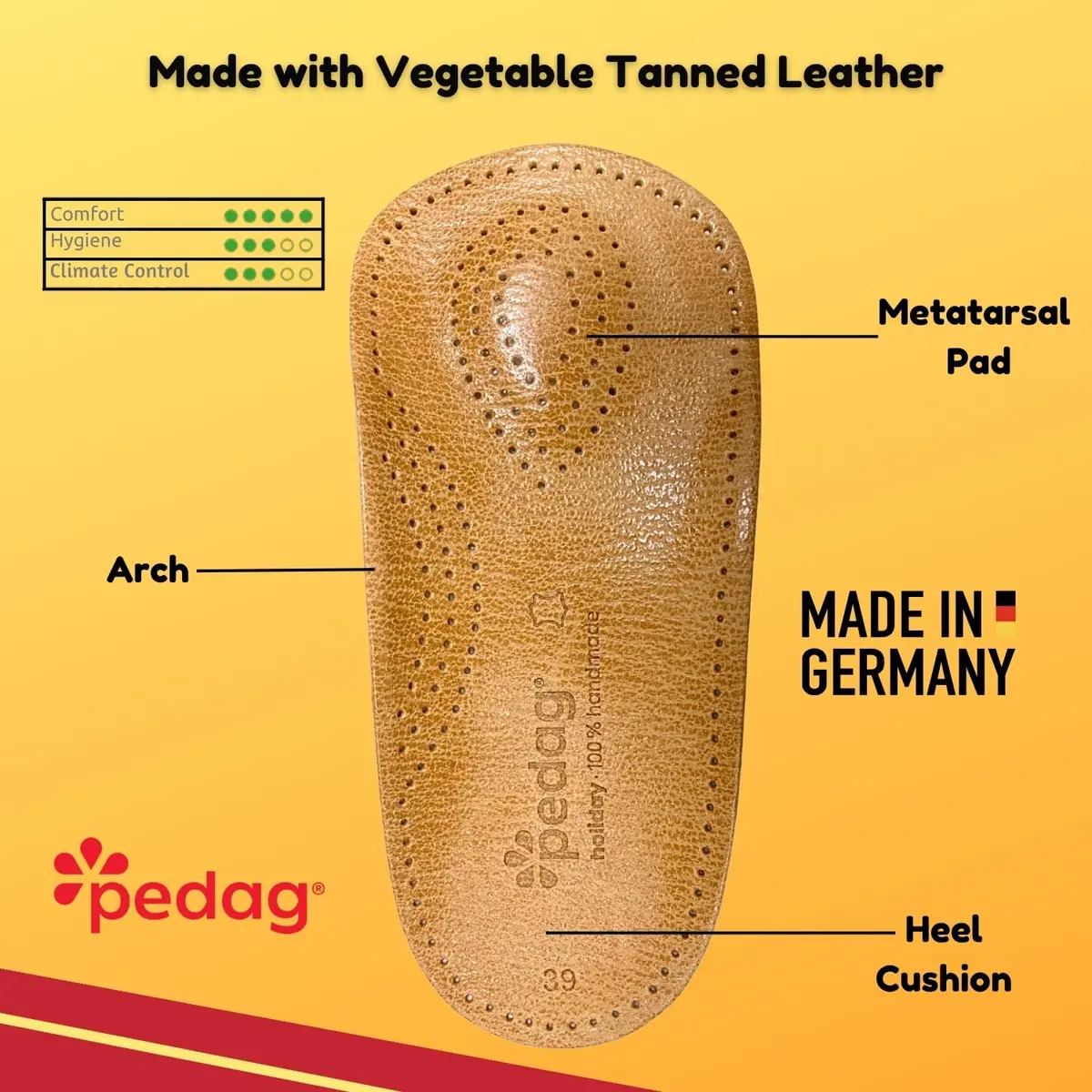 pedag Holiday Thin Orthotic Insoles Arch Support Inserts Tan Women US 8 / Men 5 | Supports Plantar Fasciitis & Overpronation - view 4